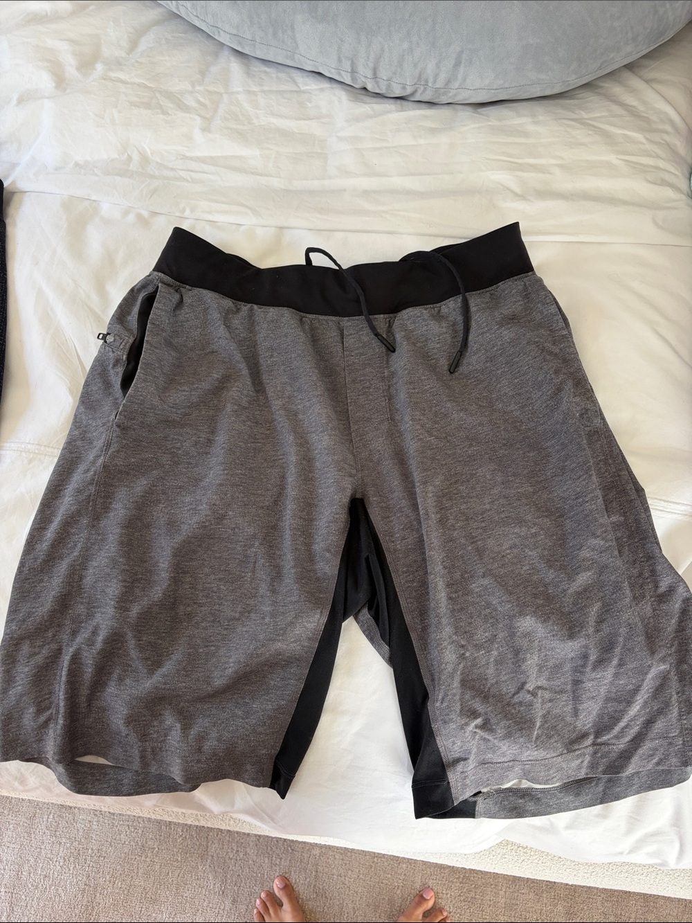 Lululemon Men's Gray Athletic Shorts with Black Trim